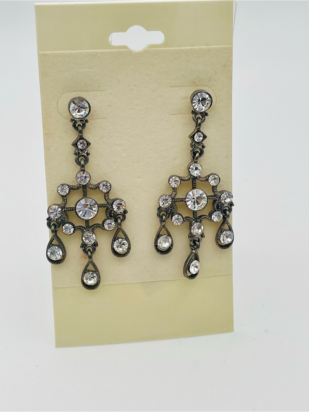 Crystal Chandelier Dangle Earrings - Clear Rhinestone. Cathedral. Pierced